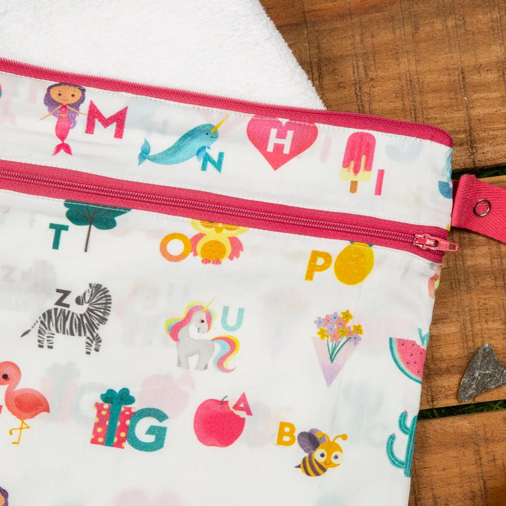 Alphabets Pink Organic Wet/Dry Bag