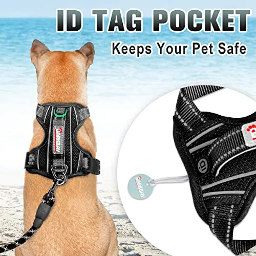 BARKBAY No Pull Dog Harness Large Step in Reflective Dog Harness with Front Clip and Easy Control Handle for Walking Training Running with ID tag Pocket(Violet Purple,M)