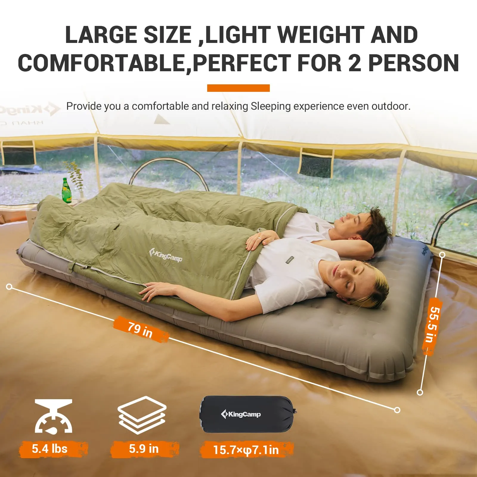 KingCamp Insulated Double Sleeping Pad for Camping