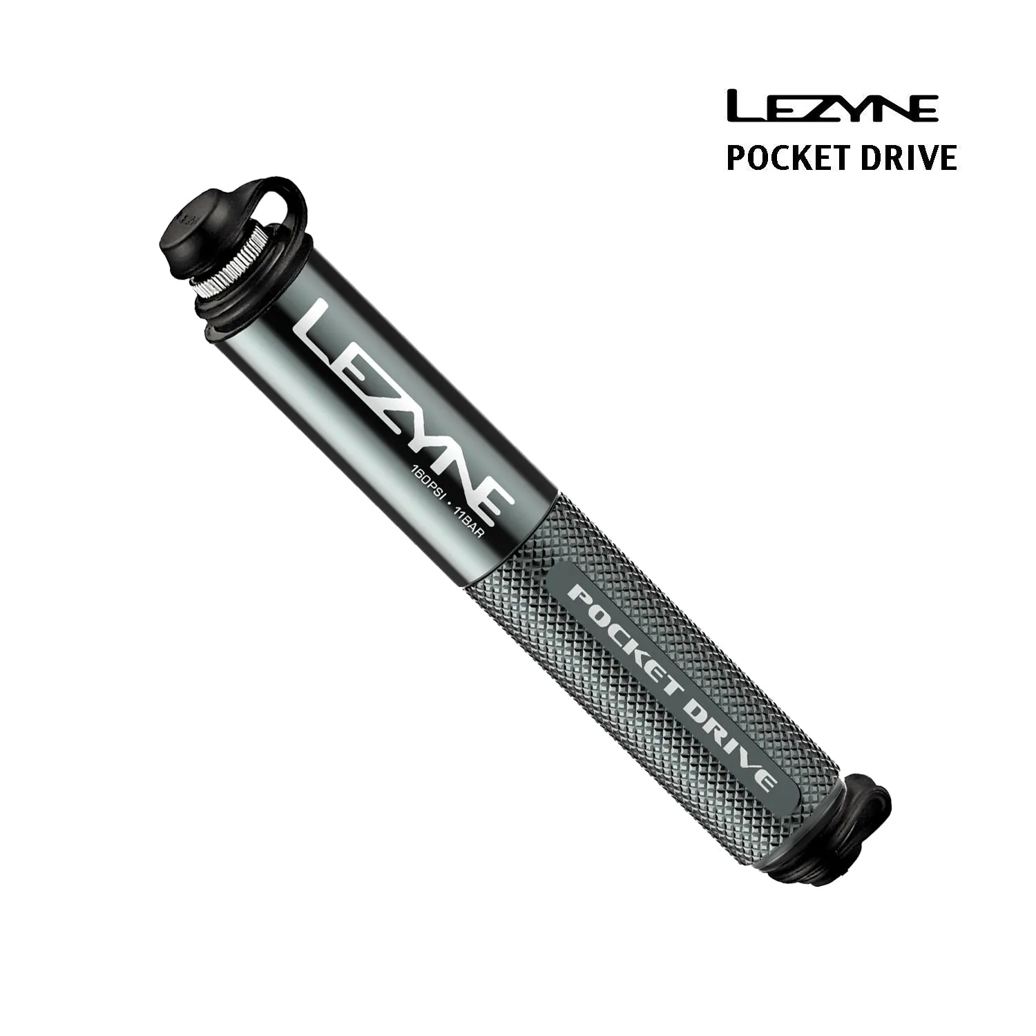 Lezyne Pocket Drive High Pressure Bicycle Hand Pump, Pocket Size, Grey