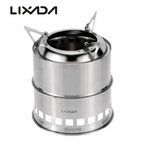 Lixada  Lightweight Wood Stove Alcohol Stove Burner Stainless Steel Outdoor Cooking Picnic BBQ Camping Wood Stove Furnace