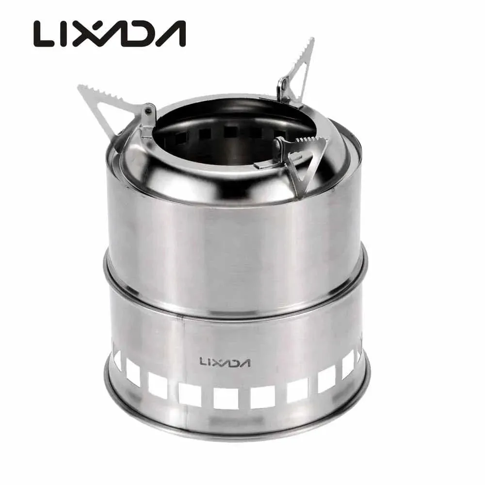Lixada  Lightweight Wood Stove Alcohol Stove Burner Stainless Steel Outdoor Cooking Picnic BBQ Camping Wood Stove Furnace