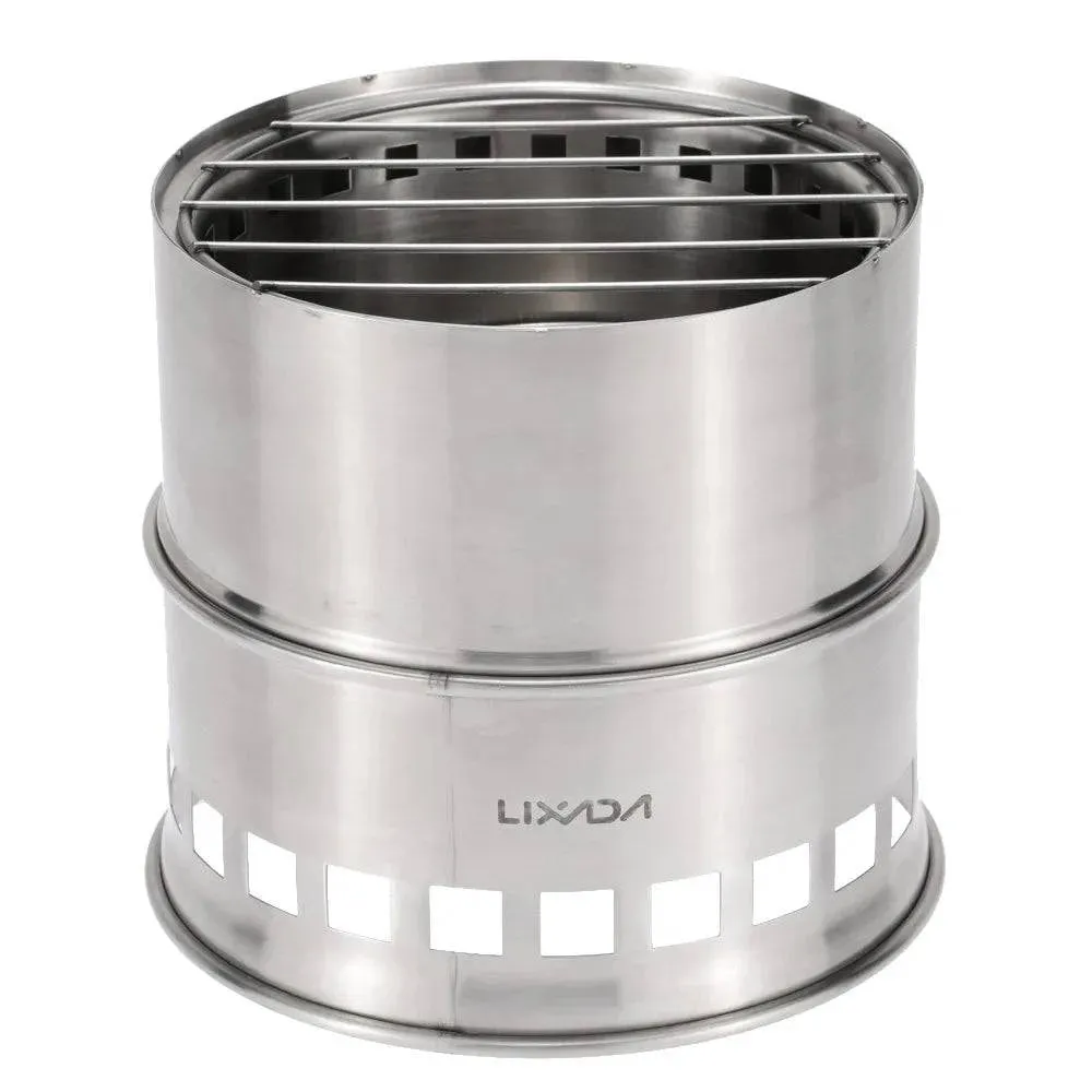 Lixada  Lightweight Wood Stove Alcohol Stove Burner Stainless Steel Outdoor Cooking Picnic BBQ Camping Wood Stove Furnace