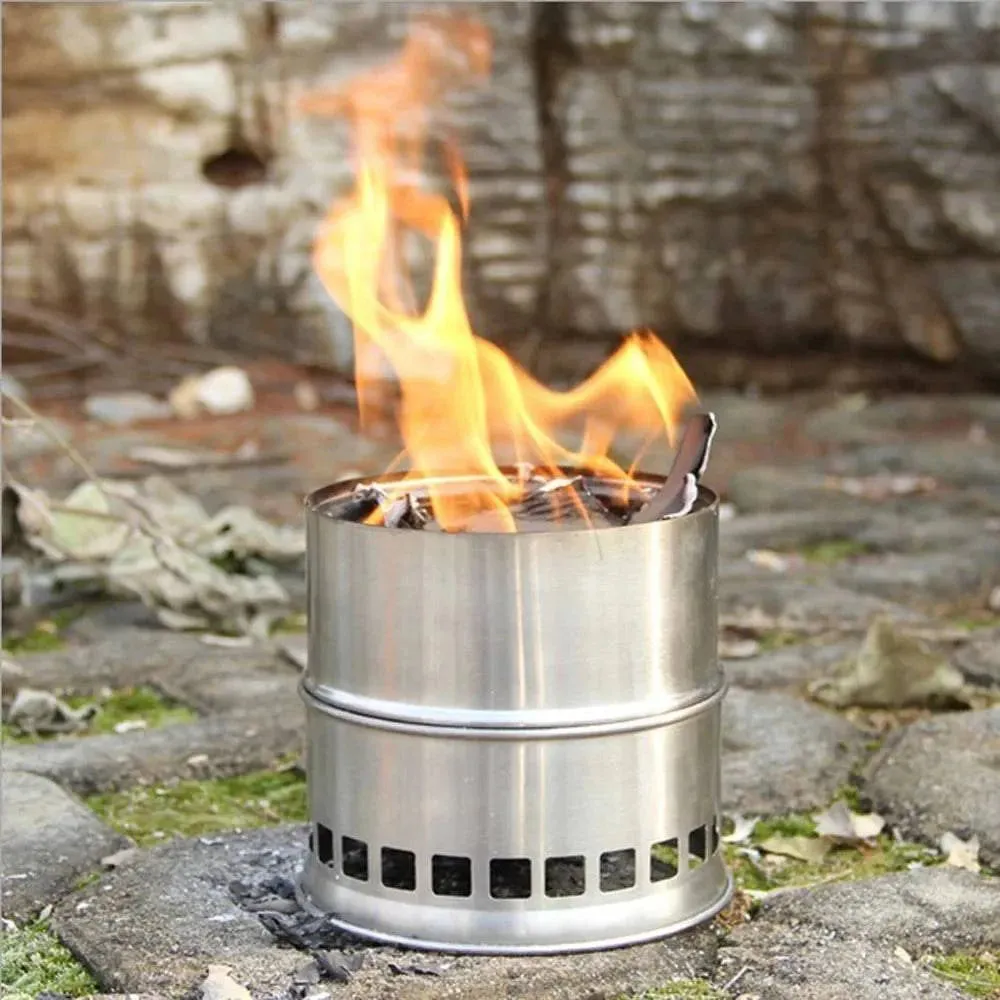 Lixada  Lightweight Wood Stove Alcohol Stove Burner Stainless Steel Outdoor Cooking Picnic BBQ Camping Wood Stove Furnace