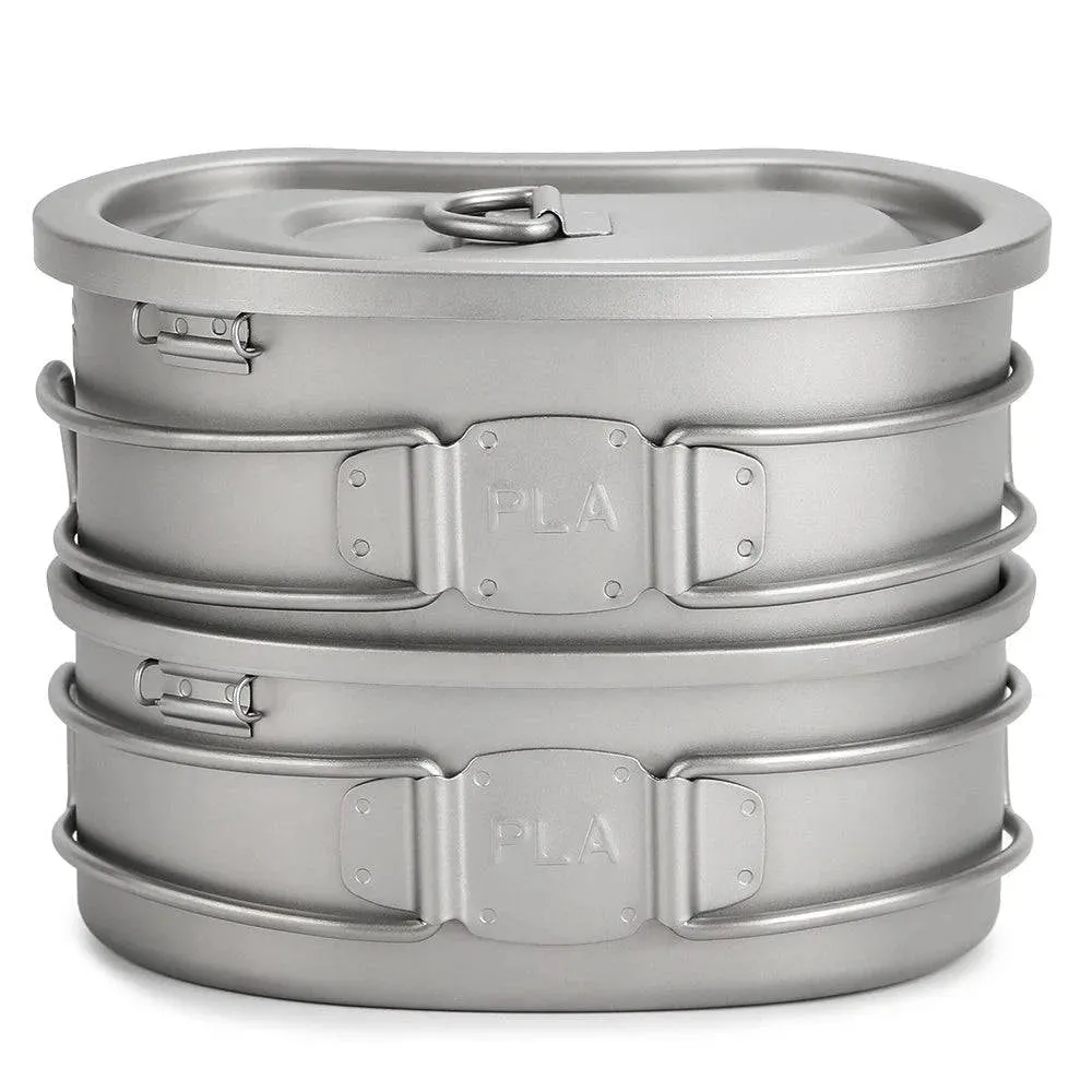 Lixada Outdoor Camping Titanium Canteen Set 380ml 750ml Hanging Pot Tableware Hiking Survival Equipment Picnic Supplies Travel
