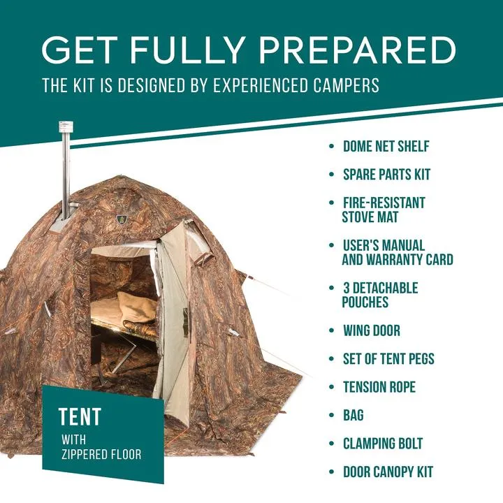 Russian Bear "UP-2-mini" Woodstove Tent with DOOR | 1-3 person