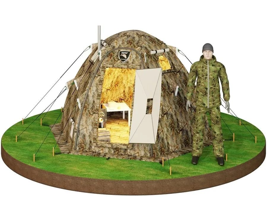 Russian Bear "UP-2-mini" Woodstove Tent with DOOR | 1-3 person