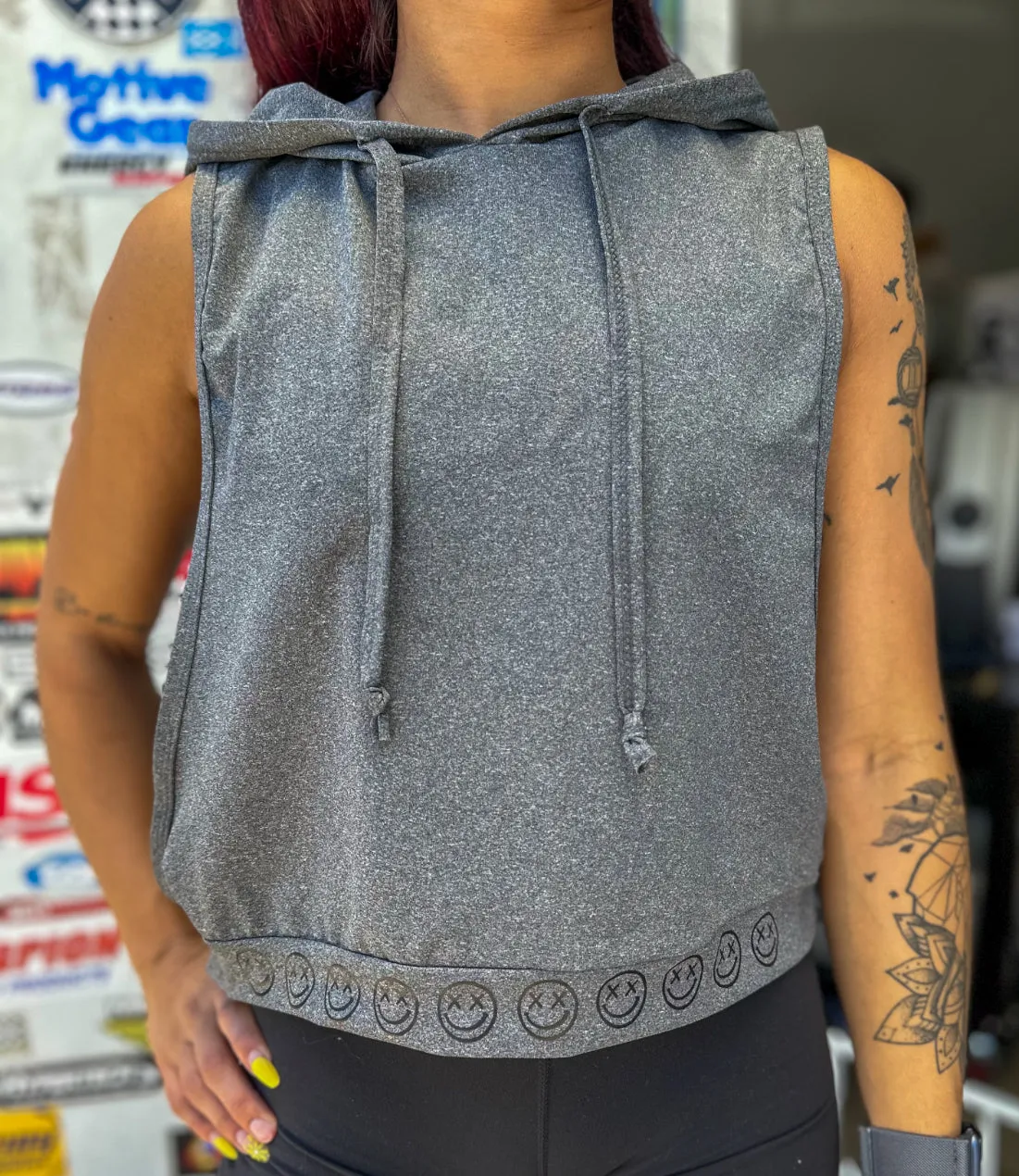 Salty Savage Ladies “OG Smile” Deep Cut Muscle Tank Hoodie