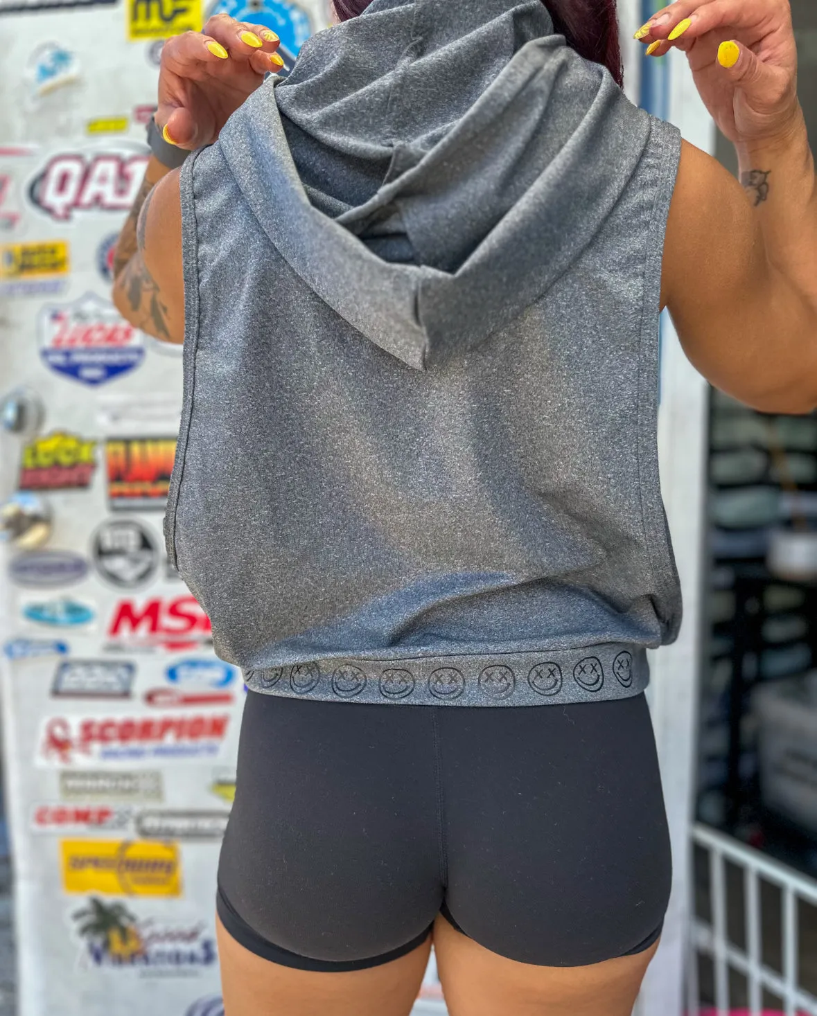 Salty Savage Ladies “OG Smile” Deep Cut Muscle Tank Hoodie