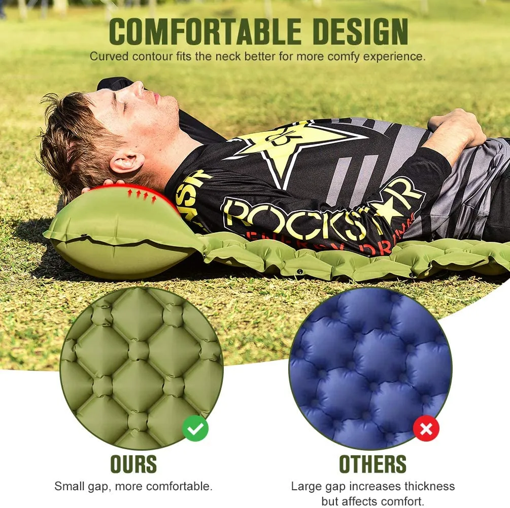 Self Inflating Camping Sleeping Pad - Large Ultralight Camping Pad with Pillow & Foot Pump Thick Waterproof Sleeping Mat for Backpacking Hiking Outdoor Portable Tent Traveling 78.7" X 27.6"