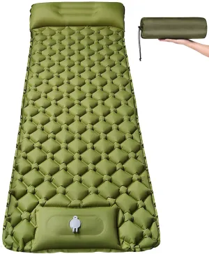 Self Inflating Camping Sleeping Pad - Large Ultralight Camping Pad with Pillow & Foot Pump Thick Waterproof Sleeping Mat for Backpacking Hiking Outdoor Portable Tent Traveling 78.7" X 27.6"